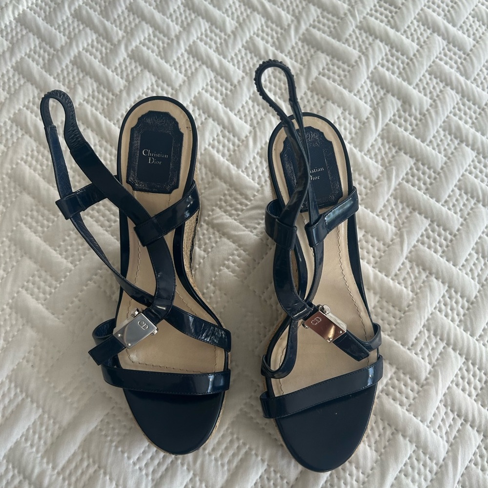Christian Dior Espadrille Wedge Sandals